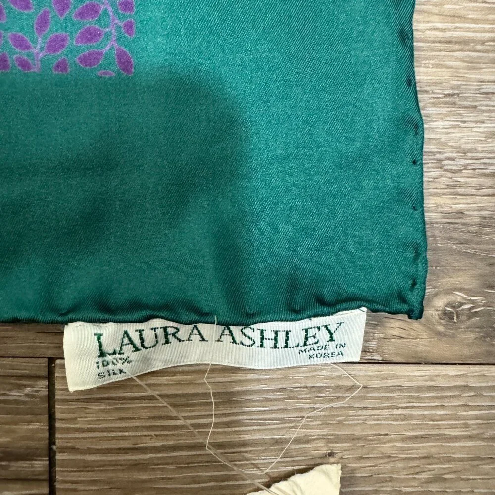 NWOT Laura Ashley Floral  Green Scarf 100% Silk 35